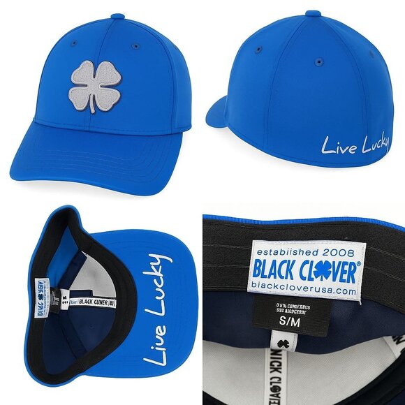 Black Clover “Live Lucky” Royal Blue and Gray Hat Cap Gray Clover Size S/M - Picture 1 of 5